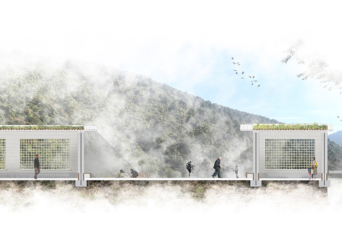 ilustración monte y plantaforma